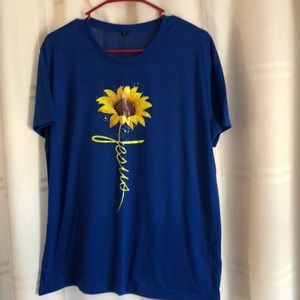 Blue Jesus Sunflower tee